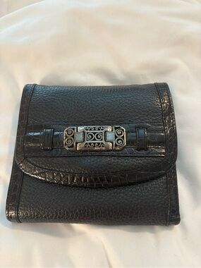 Brighton Vintage  Leather Wallet with Decorative Silver-Tone Hardware-EUC